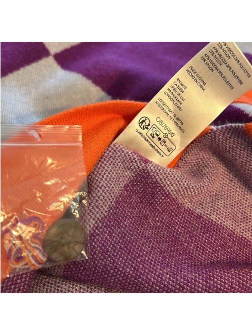 We The Free Small Sweater Manny Cardi purple combo argyle cardigan Free People - Picture 10 of 10